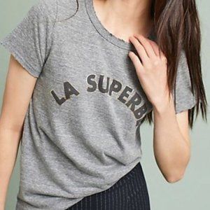 ANTHROPOLOGIE Francophile Graphic La Superbe Tee Sz L